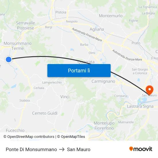 Ponte Di Monsummano to San Mauro map