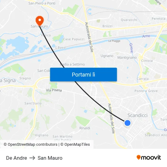 De Andre to San Mauro map