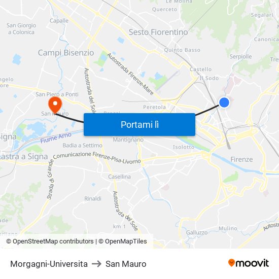 Morgagni-Universita to San Mauro map