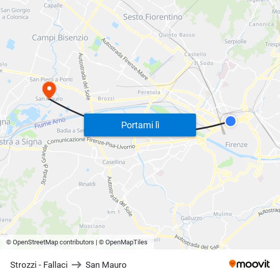 Strozzi - Fallaci to San Mauro map