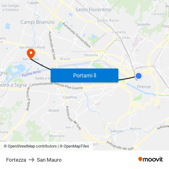 Fortezza to San Mauro map