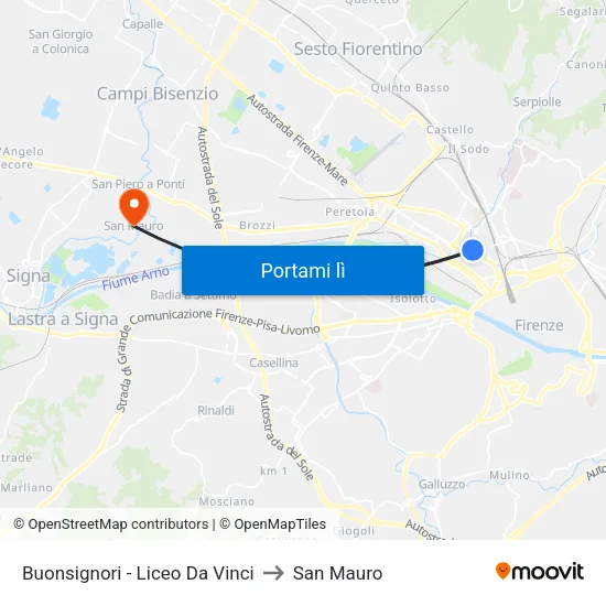 Buonsignori - Liceo Da Vinci to San Mauro map