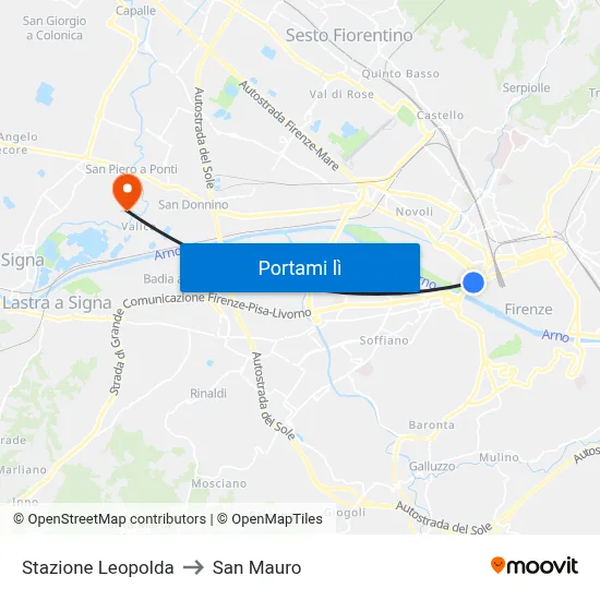 Stazione Leopolda to San Mauro map