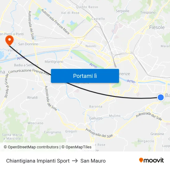 Chiantigiana Impianti Sport to San Mauro map