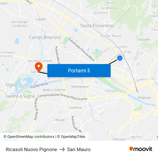 Ricasoli Nuovo Pignone to San Mauro map