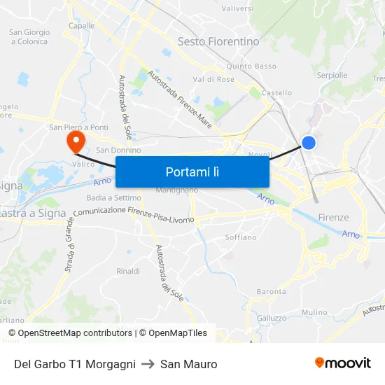 Del Garbo T1 Morgagni to San Mauro map