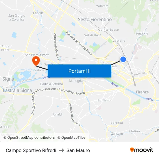 Campo Sportivo Rifredi to San Mauro map