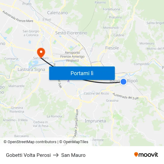 Gobetti Volta Perosi to San Mauro map