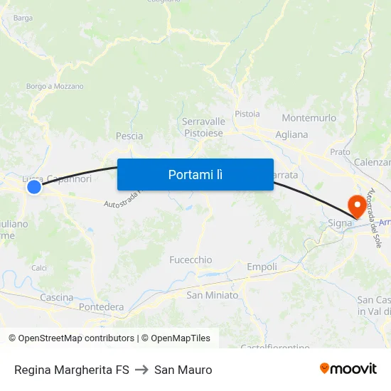 Regina Margherita FS to San Mauro map