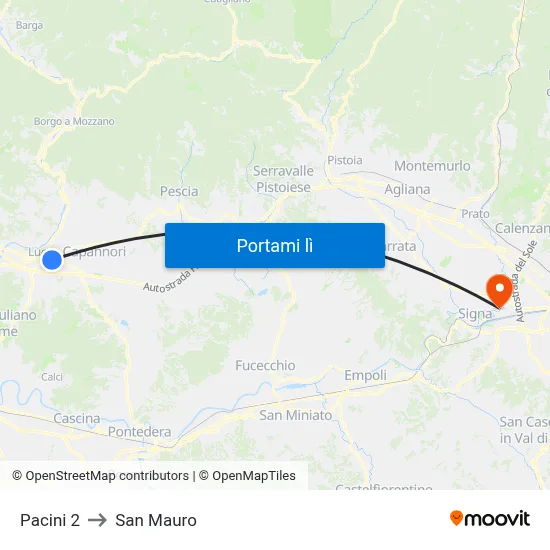 Pacini 2 to San Mauro map