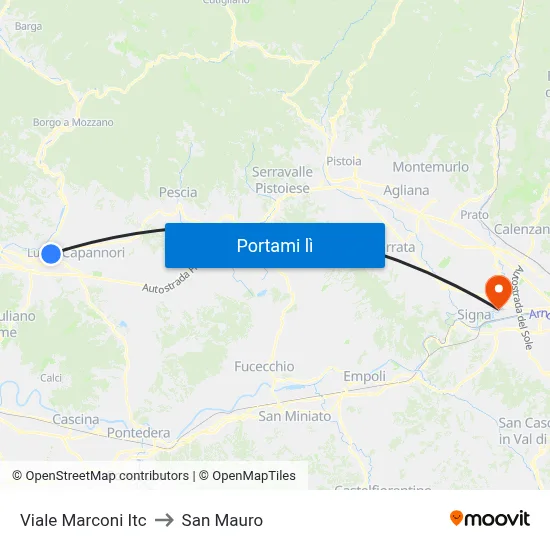 Viale Marconi Itc to San Mauro map