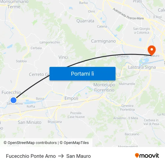 Fucecchio Ponte Arno to San Mauro map