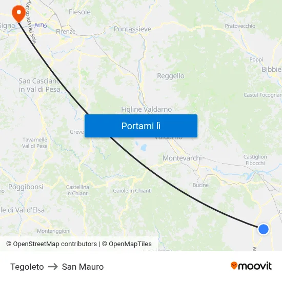 Tegoleto to San Mauro map