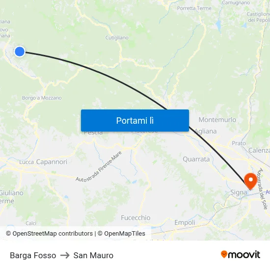 Barga Fosso to San Mauro map