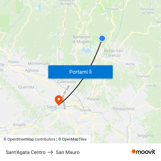 Sant'Agata Centro to San Mauro map