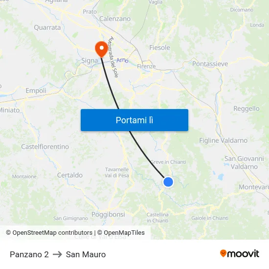 Panzano 2 to San Mauro map