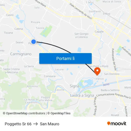Poggetto Sr 66 to San Mauro map