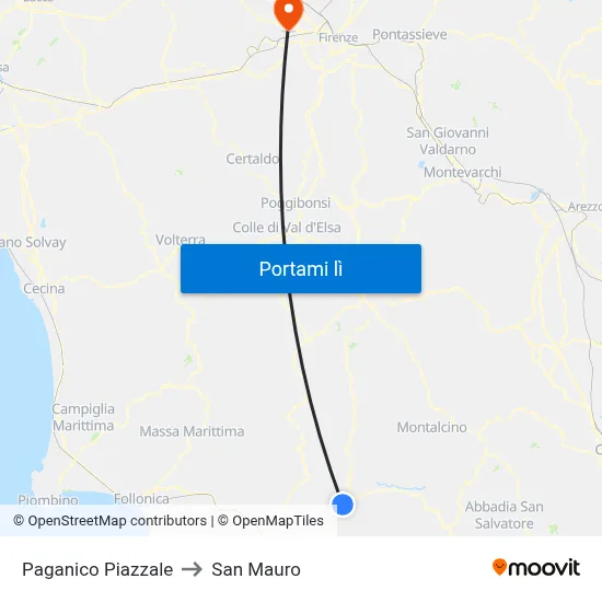 Paganico Piazzale to San Mauro map