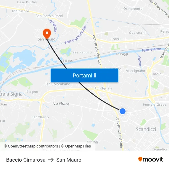 Baccio Cimarosa to San Mauro map