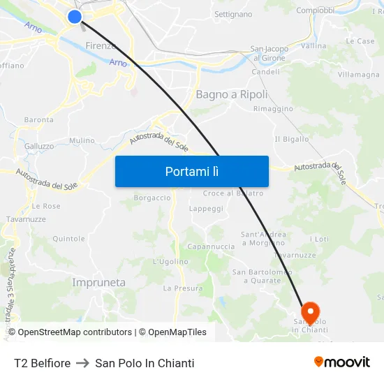 T2 Belfiore to San Polo In Chianti map