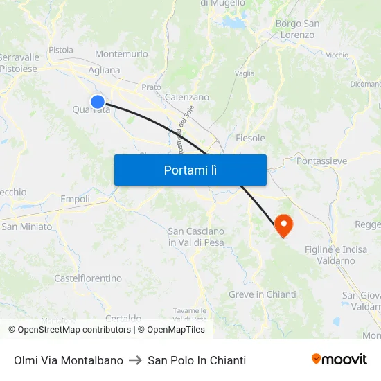 Olmi Via Montalbano to San Polo In Chianti map