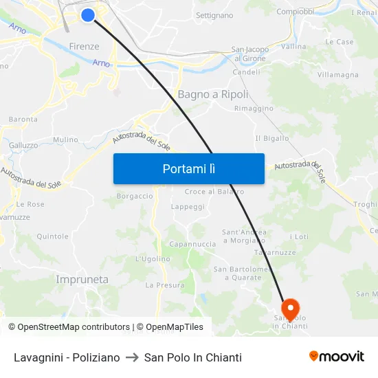 Lavagnini - Poliziano to San Polo In Chianti map