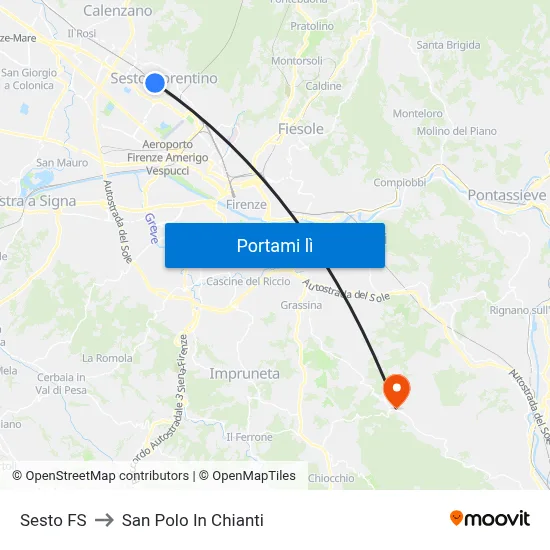 Sesto FS to San Polo In Chianti map