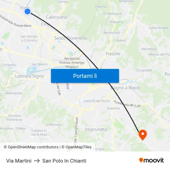 Via Martini to San Polo In Chianti map