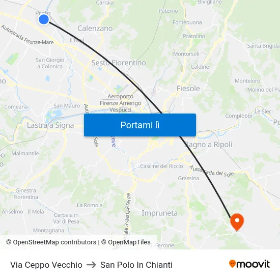 Via Ceppo Vecchio to San Polo In Chianti map