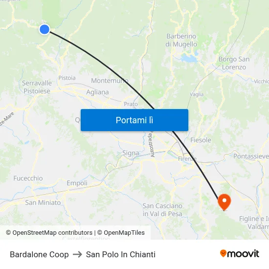 Bardalone Coop to San Polo In Chianti map