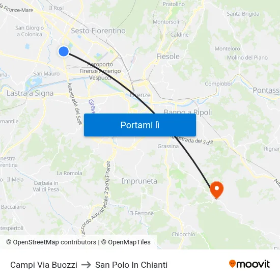 Campi Via Buozzi to San Polo In Chianti map