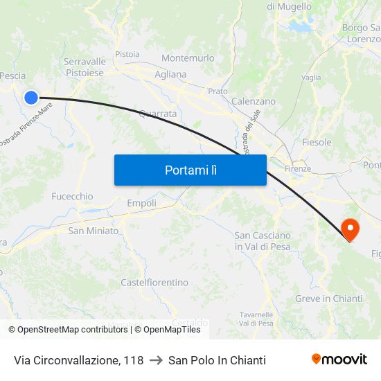 Via Circonvallazione, 118 to San Polo In Chianti map