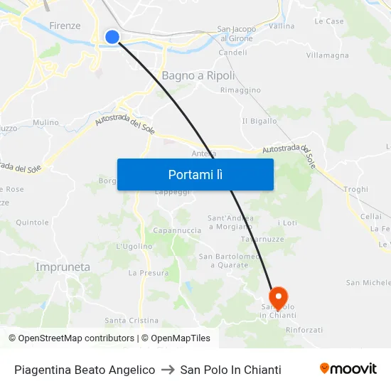 Piagentina Beato Angelico to San Polo In Chianti map