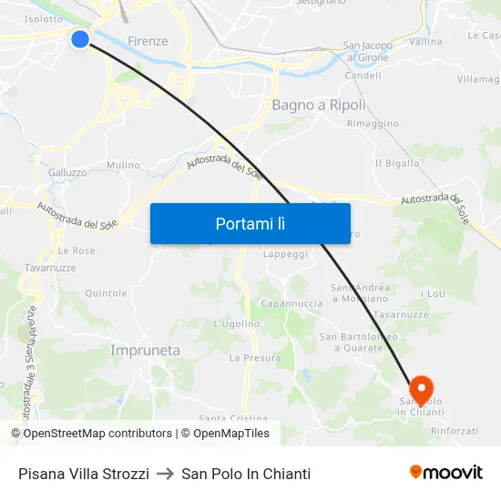 Pisana Villa Strozzi to San Polo In Chianti map