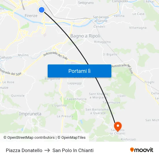 Piazza Donatello to San Polo In Chianti map