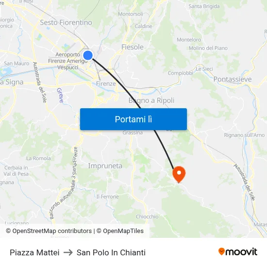Piazza Mattei to San Polo In Chianti map