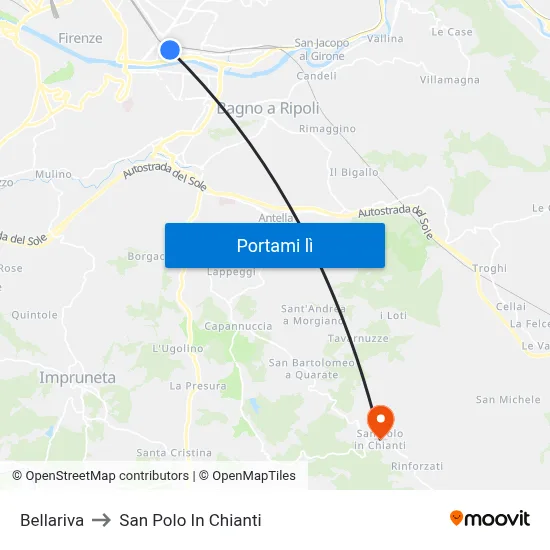 Bellariva to San Polo In Chianti map
