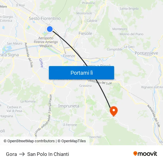 Gora to San Polo In Chianti map
