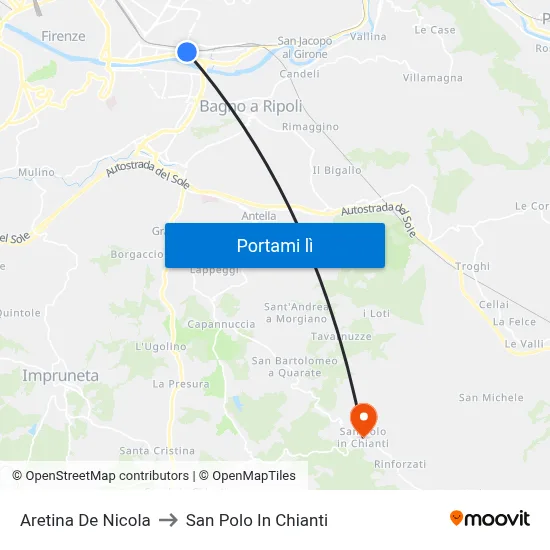 Aretina De Nicola to San Polo In Chianti map