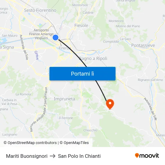 Mariti Buonsignori to San Polo In Chianti map