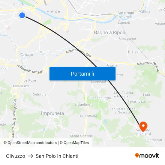 Olivuzzo to San Polo In Chianti map