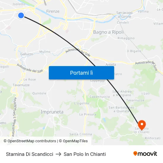 Starnina Di Scandicci to San Polo In Chianti map