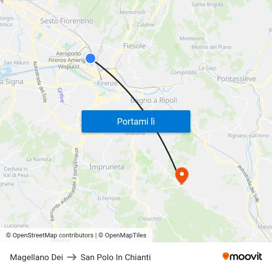 Magellano Dei to San Polo In Chianti map
