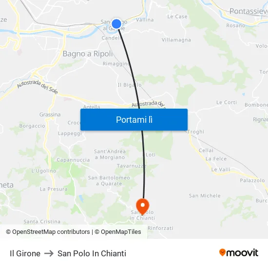 Il Girone to San Polo In Chianti map