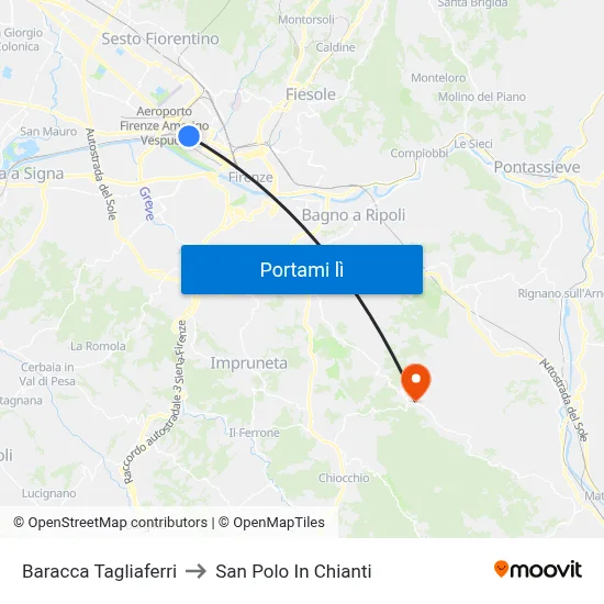 Baracca Tagliaferri to San Polo In Chianti map