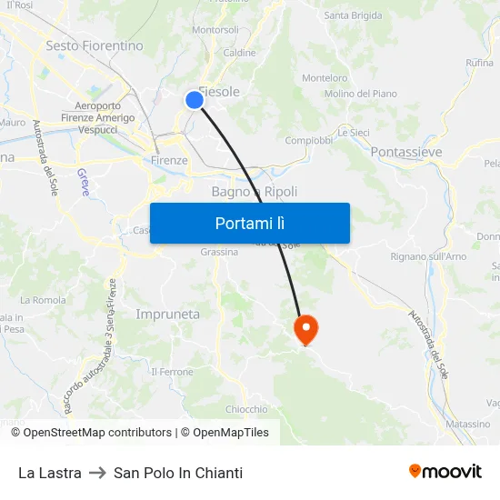 La Lastra to San Polo In Chianti map