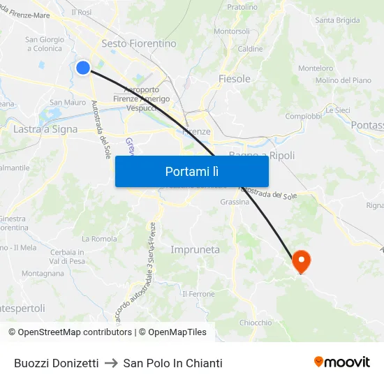 Buozzi Donizetti to San Polo In Chianti map