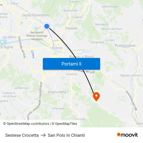Sestese Crocetta to San Polo In Chianti map
