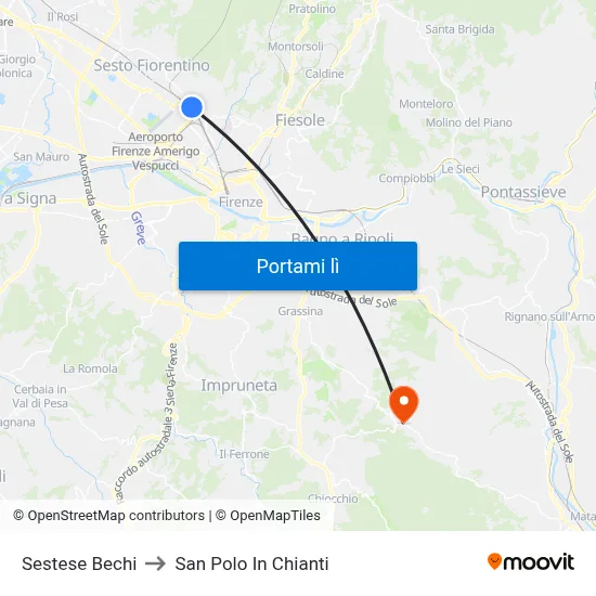 Sestese Bechi to San Polo In Chianti map