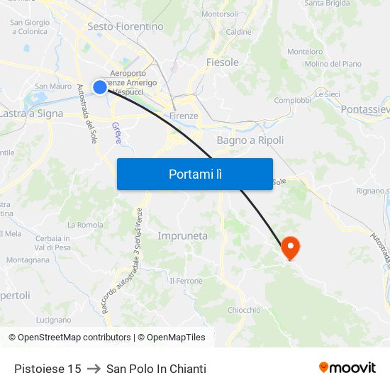 Pistoiese 15 to San Polo In Chianti map